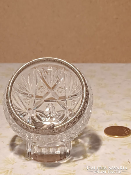 Lead crystal ashtray with tin rim