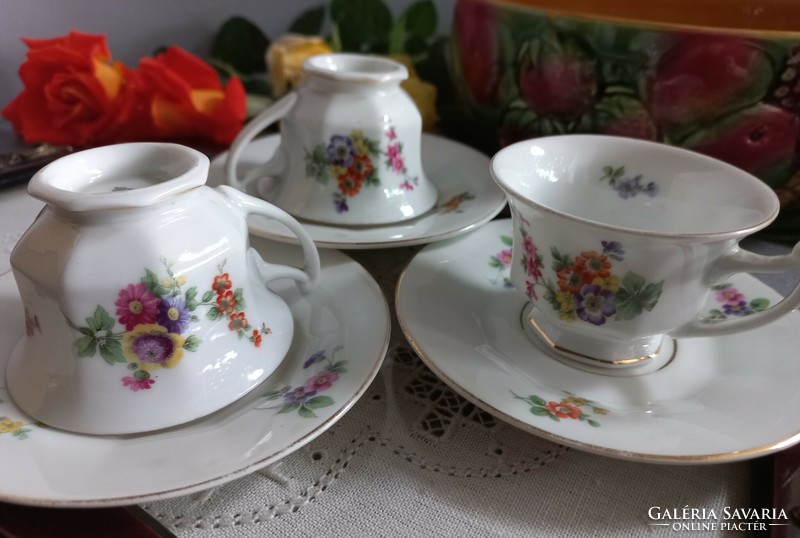 Antique wonderful Rosenthal mocha set of 3 pieces, cup and small plate, floral