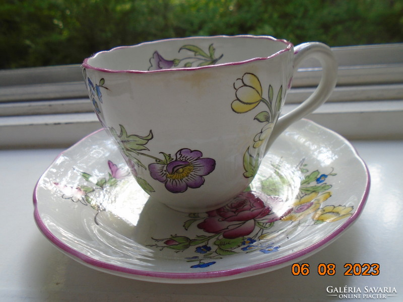 Spode hand painted majolica marlborough sprays floral design with chocolate cup coaster