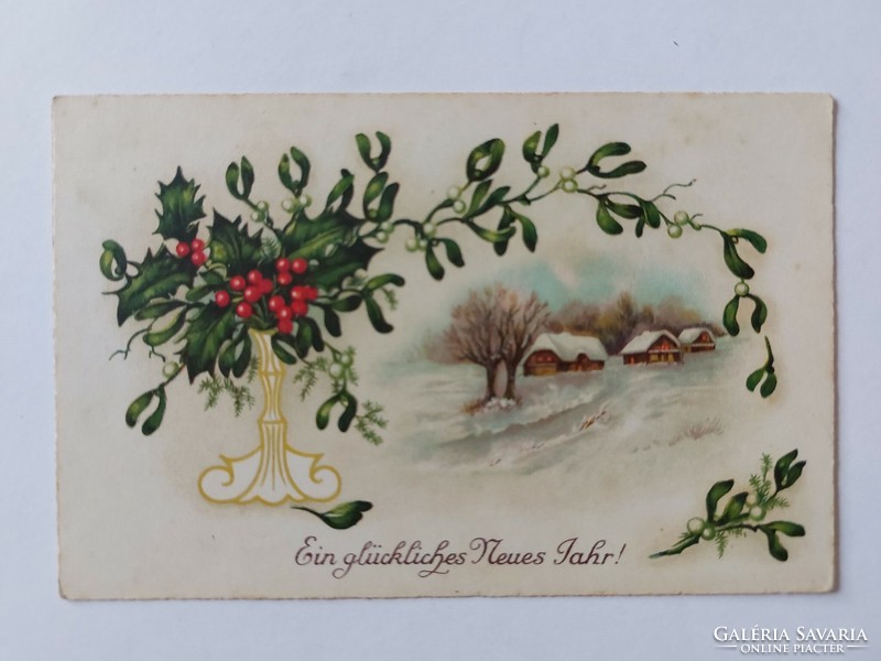 Old Christmas card mistletoe