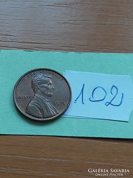 Usa 1 cent 1971 abraham lincoln, copper-zinc 102