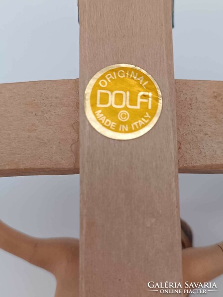 Hand-carved and painted wooden cross by Dolfi