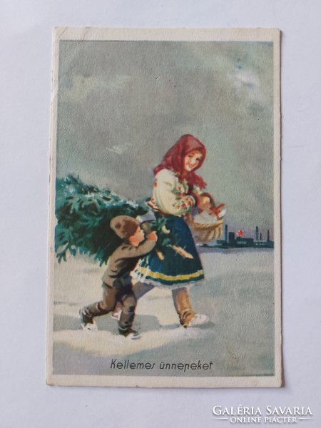 Regi karácsonyi képeslap 1952