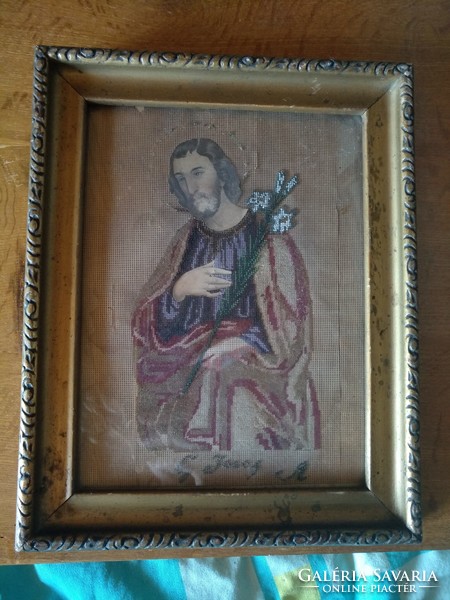 Szent József antik apáca munka,  33x26 cm, alkudható