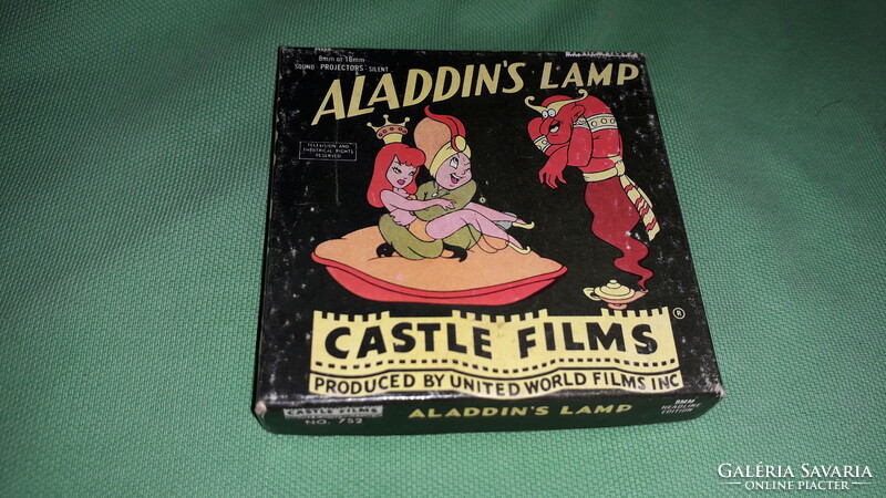 Antik 8 mm CASTLE FILM - ALADDIN  MESE rajz film dobozával GYŰJTŐI állapot a képek szerint