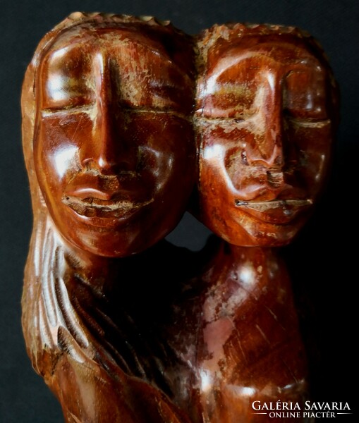 DT/353. – Nagy, kézzel faragott afrikai pár, fafaragvány
