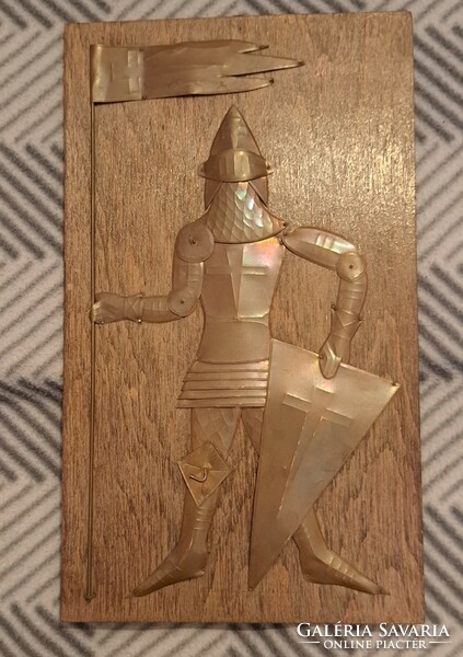 Réz lovag, középkori katona falidísz (M4055)