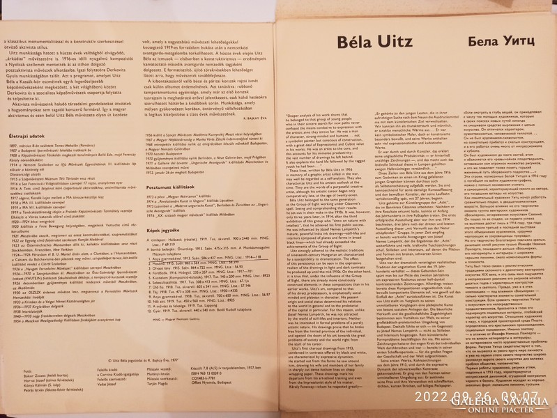 Béla Uitz - commemorative edition in 3 languages, 12 pictures, 1977
