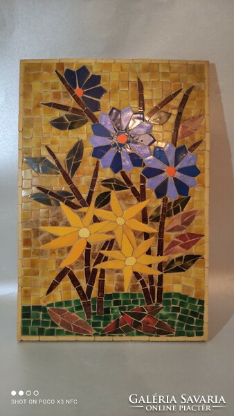 Most megéri! Kerámia mozaik kép virág csendélet 31 cm x 21 cm
