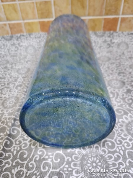 Karcagi's huge veil glass vase with transitional blue and green color