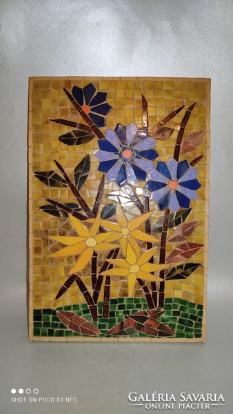Now it's worth it! Ceramic mosaic picture flower still life 31 cm x 21 cm