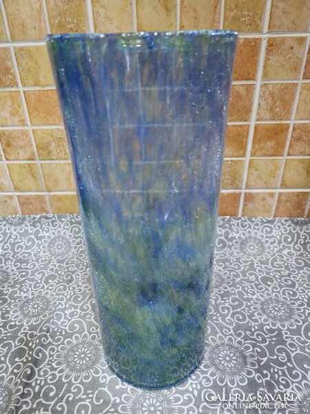 Karcagi's huge veil glass vase with transitional blue and green color