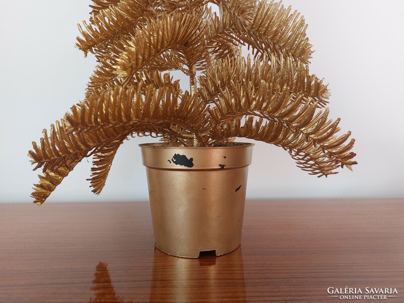 Aranyszínű műfenyő kis dekorfa karácsonyfa asztaldísz