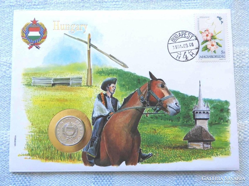 1991 Hungarian coin envelope hortobágy foal 5 ft Canadian issue very rare almost unicum!