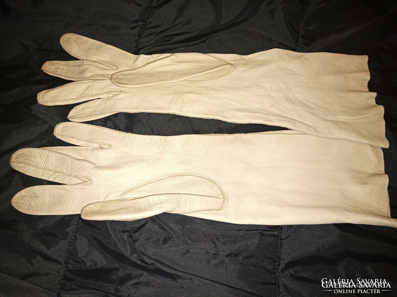 White / light gray buttery soft leather gloves