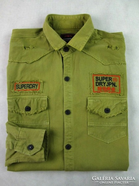 Original superdry (m) sporty military-green long-sleeved men's shirt