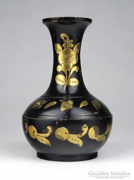 1G365 old black Indian (New Delhi) copper vase 12 cm
