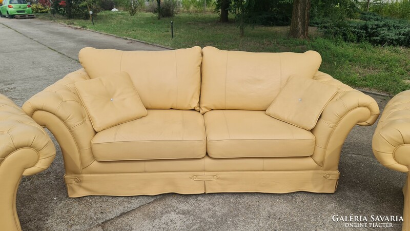 A727 modern chesterfield style leather sofa set 3-1-1