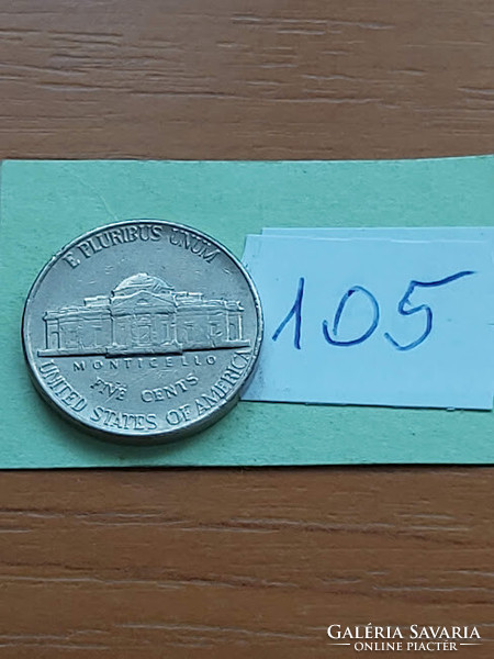 Usa 5 cents 1996 / p, thomas jefferson, copper-nickel 105