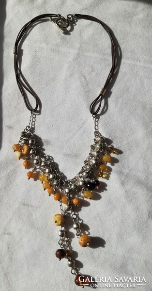 Amber stone, necklace with 925 sterling silver fittings!