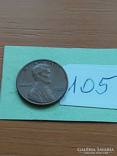 Usa 1 cent 1982 abraham lincoln, copper-zinc 105