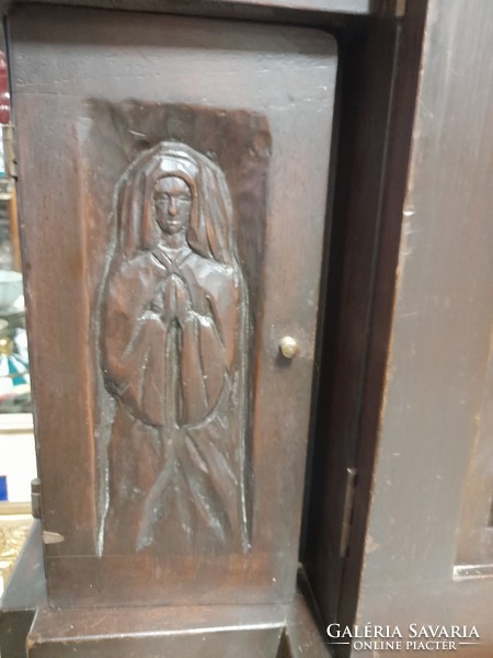 Solid wood carved, religious, church prayer object storage cabinet.