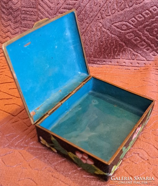 Old copper enamel box, cloisonné box (l4070)