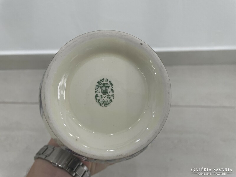 Zsolnay porcelán váza virág mintával ritka 26cm