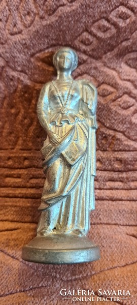 Lead miniature lady, checker statue (l4064)