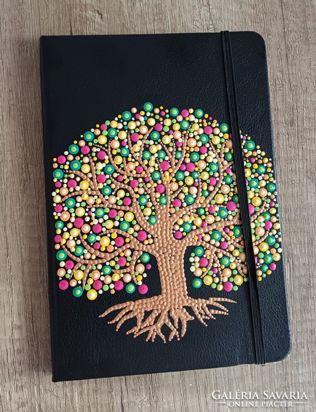 New! Diary lined notebook with tree of life mandala decoration, hand painted size A5