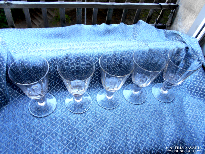 5 pcs. Bider-style thick glass cups with antique bases--the price refers to 5 pcs