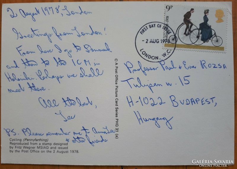Carte maximum English postcard with first day stamp. 1978