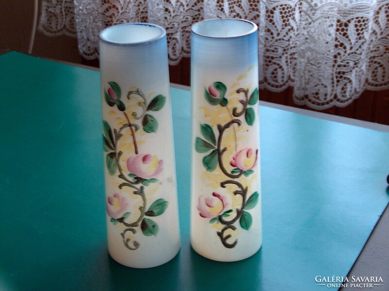 Pair of old, very beautiful art nouveau floral glass vases