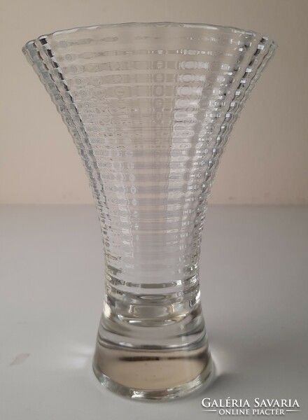 Vintage francia öntött üveg op-art váza