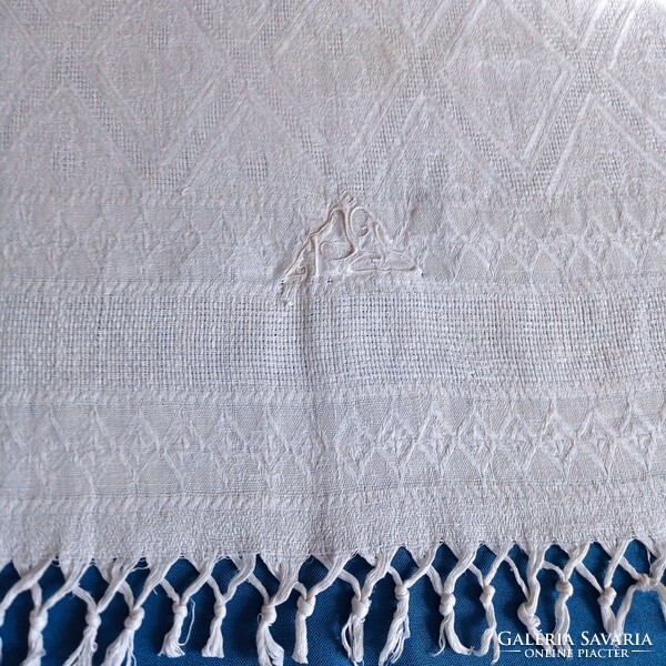 Antique, monogrammed cotton tea towel, tea towel, 92 x 61 cm