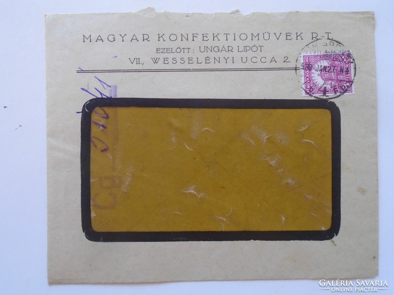 S9.36 Envelope 1930 Hungarian confection works rt- Hungarian Lipót - Budapest vii Wesselény Street 2