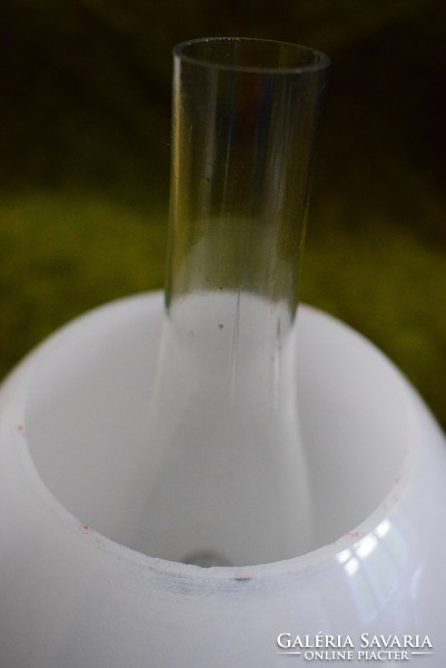 Átalakított antik asztali petroleum lámpa angyalkás fém öntvény test üveg búrák 50 x 16 cm működik !