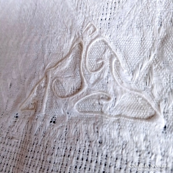 Antique, monogrammed cotton tea towel, tea towel, 92 x 61 cm