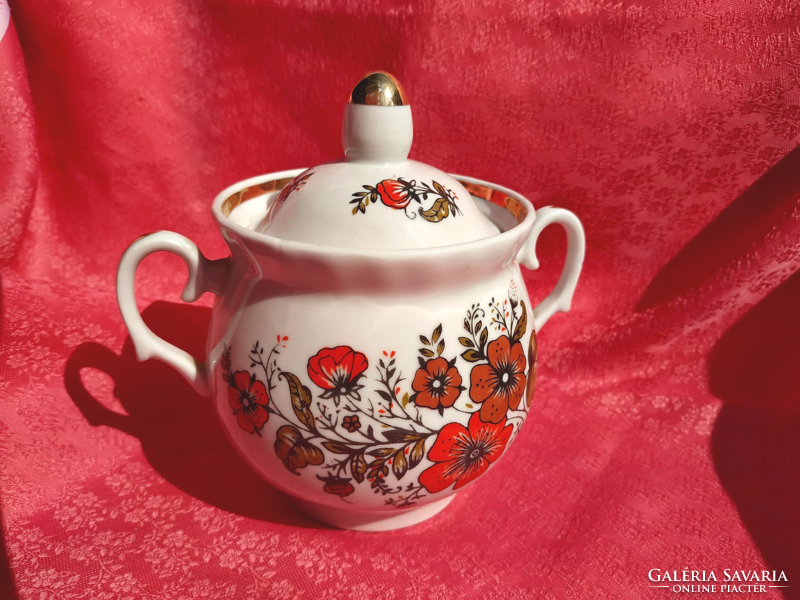 Poppy porcelain sugar bowl