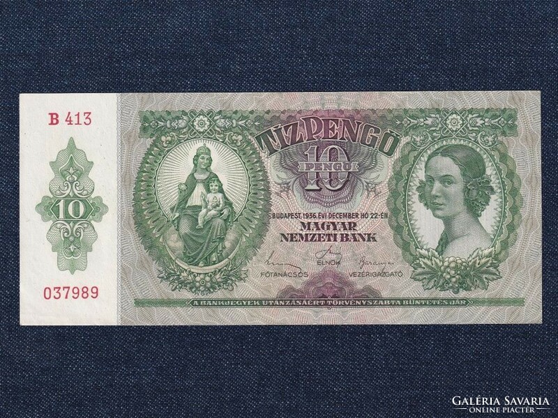 Háború előtti sorozat (1936-1941) 10 Pengő bankjegy 1936 HAJTATLAN (id63829)