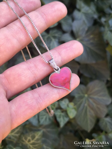 Silver heart pendant and necklace