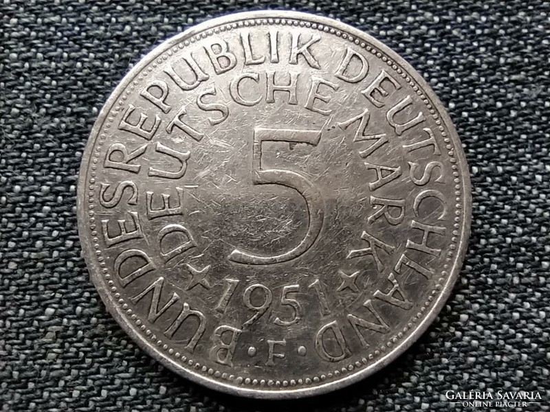 Németország NSZK (1949-1990) .625 ezüst 5 Márka 1951 F (id22962)