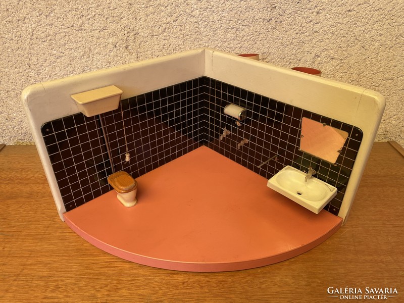 Régi keletnémet játék fürdőszoba bababútor 50-60-as évek