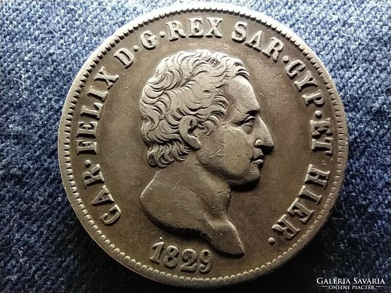 Olasz Államok Szardínia Károly Félix (1821-1831) .900 ezüst 5 Líra 1829 P ANYAGHIB (id77736)