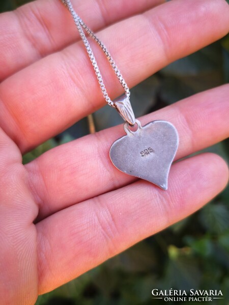 Silver heart pendant and necklace