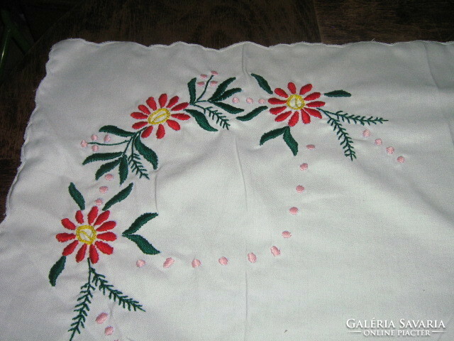 Beautiful floral hand-embroidered runner tablecloth