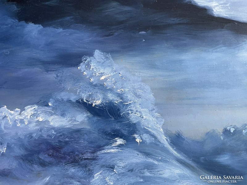 Janó Bari - waves (oil painting)