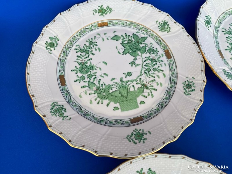 Herend green Indian basket flat plates