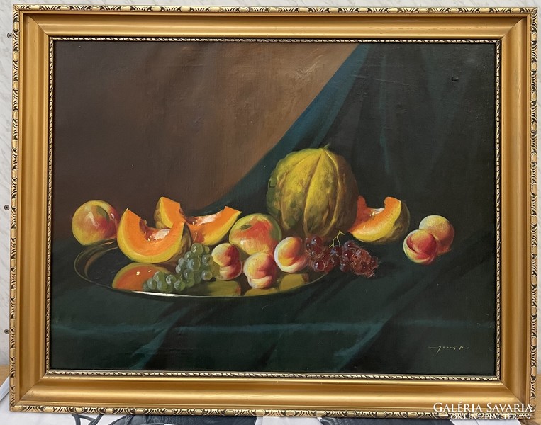 Still life with cantaloupe by Vilmos Murin (1891-1952).