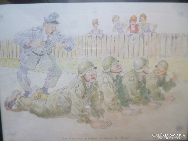Old funny color graphic with a military scene